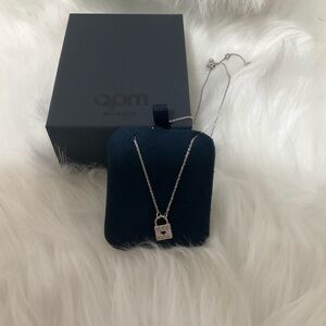 APM Monaco Silver Necklace with Lock Pendant